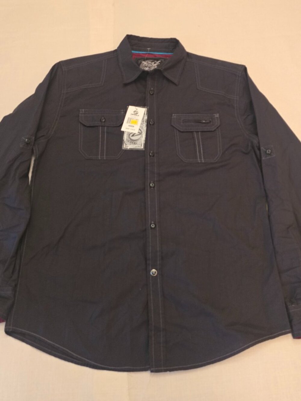 NWT Jet Drill black contrast stitch utility shirt